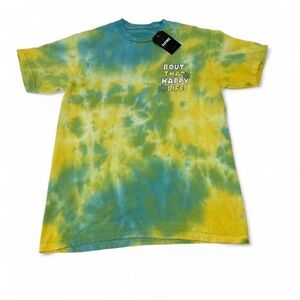 NWT Daisy Gang Stoner Shirt M Green Yellow Tie-Dye Alab Bout That Happy Life 420